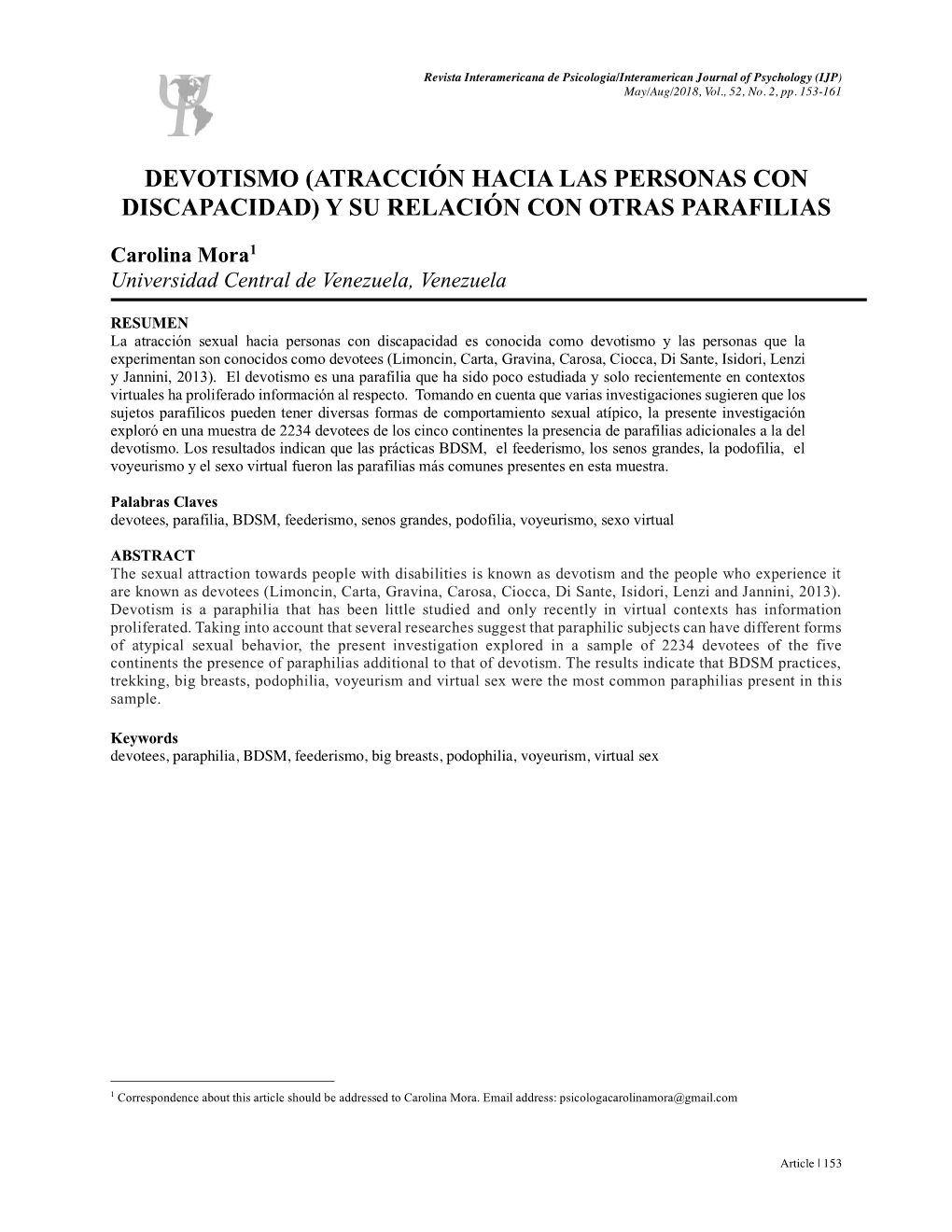 Devotismo (Atracción Hacia Las Personas Con Discapacidad) Y Su Relación Con Otras Parafilias