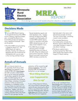 REPORT Providing Service and Leadership for Electric Cooperatives
