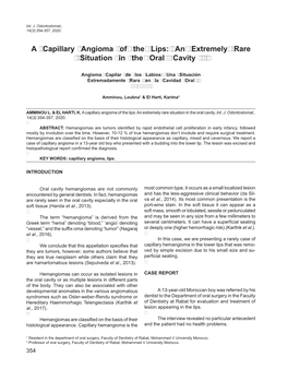 A Capillary Angioma of the Lips: an Extremely Rare Situation in the Oral Cavity