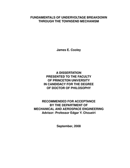Fundamentals of Undervoltage Breakdown Through the Townsend Mechanism