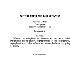 Writing Small and Fast Software