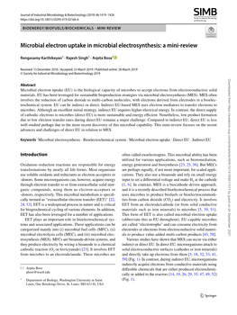 Microbial Electron Uptake in Microbial Electrosynthesis: a Mini-Review