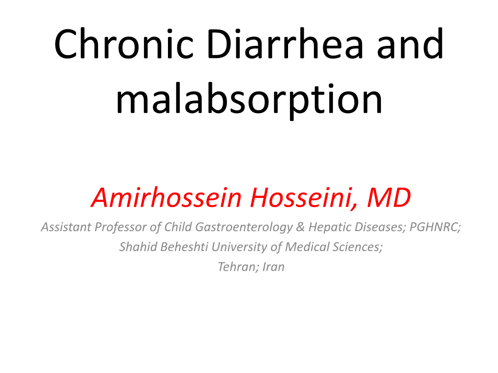 Chronic Diarrhea and Malabsorption