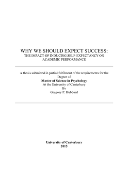 Why We Should Expect Success: the Impact of Inducing Self-Expectancy on Academic Performance