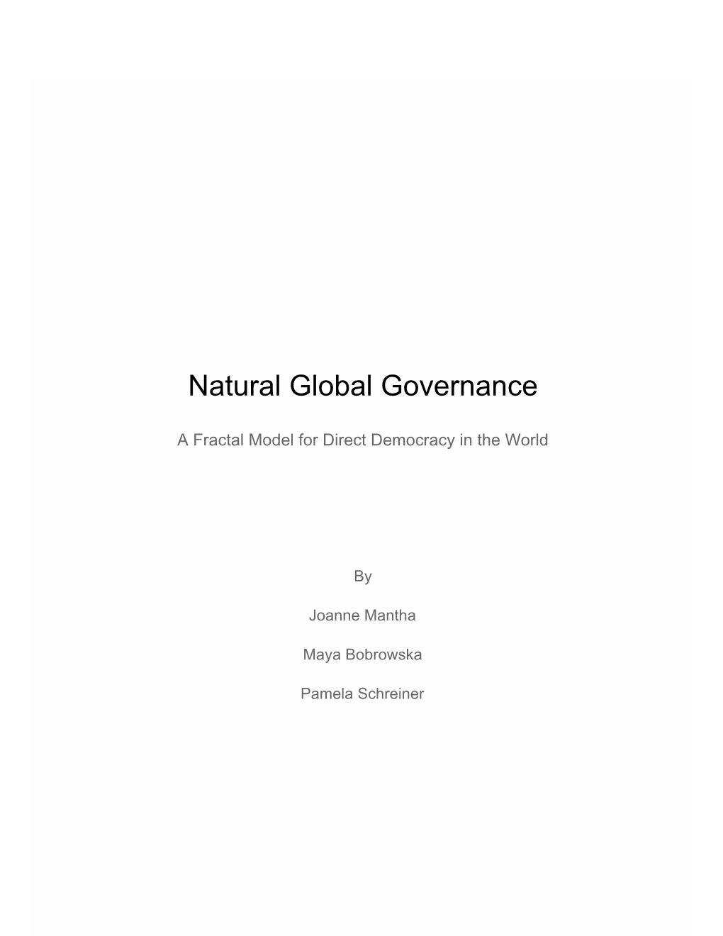 Natural Global Governance