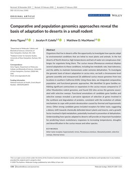 Comparative and Population Genomics Approaches Reveal the Basis of Adaptation to Deserts in a Small Rodent