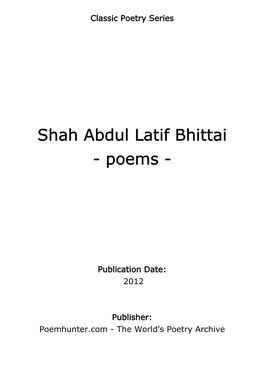 Shah Abdul Latif Bhittai - Poems