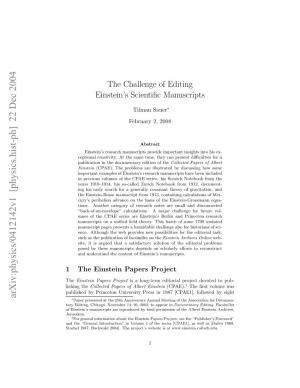 The Challenge of Editing Einstein's Scientific Manuscripts