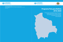 Documento UNODC Programa País Para Bolivia 2016-2020