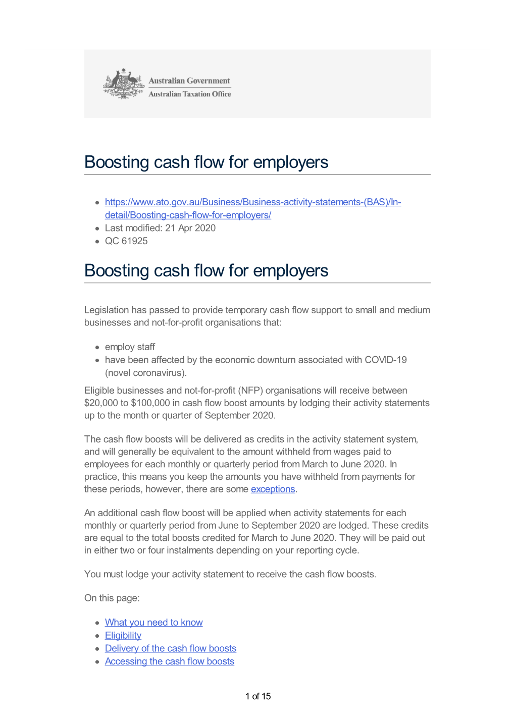 Boosting Cash Flow for Employers