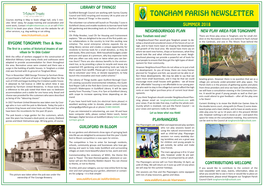 TONGHAM PARISH NEWSLETTER the First ‘Library of Things’ in the Country