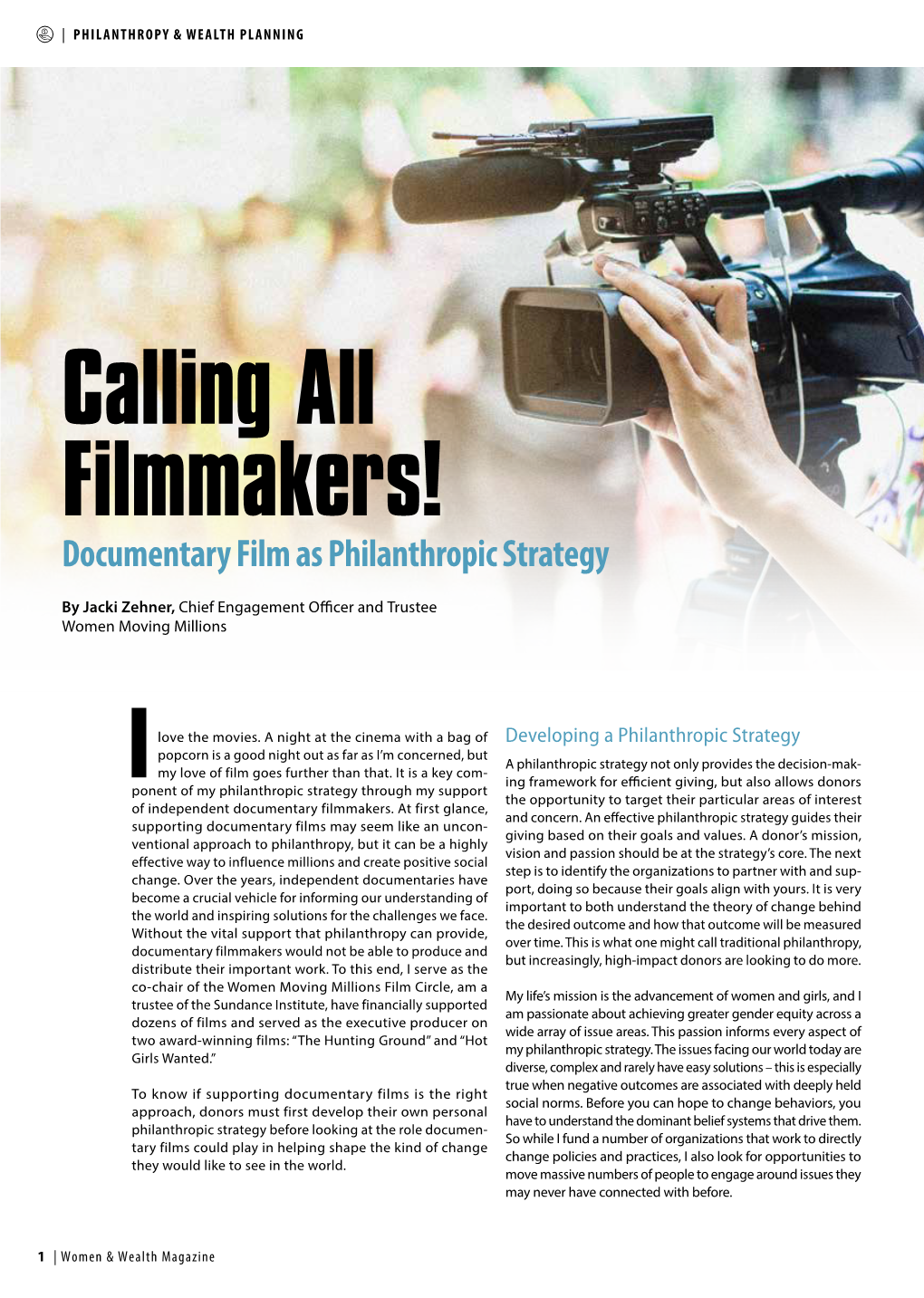 Calling All Filmmakers! Documentary Film As Philanthropic Strategy