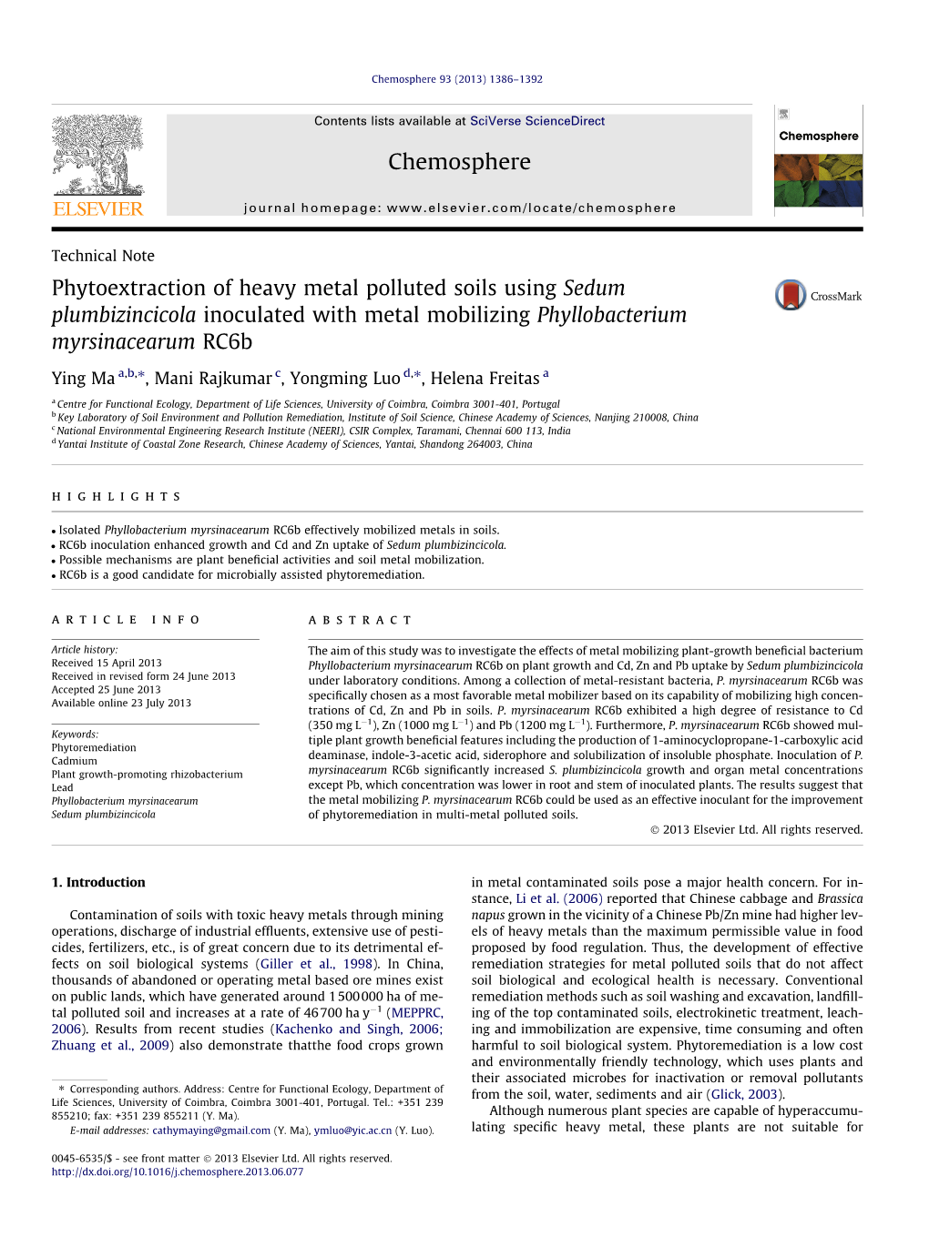 Phytoextraction of Heavy Metal Polluted Soils Using Sedum