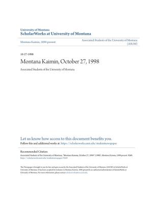 Montana Kaimin, October 27, 1998 Associated Students of the University of Montana
