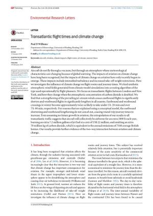 Transatlantic Flight Times and Climate Change
