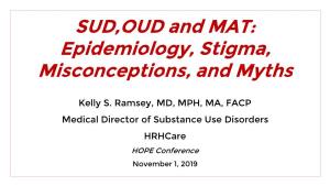SUD,OUD and MAT: Epidemiology, Stigma, Misconceptions, and Myths