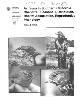 Avifauna in Southern California Chaparral: Seasonal Distribution, Habitat Association, Reproductive Phenology