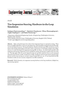 Tire-Suspension-Steering Hardware-In-The-Loop Simulation