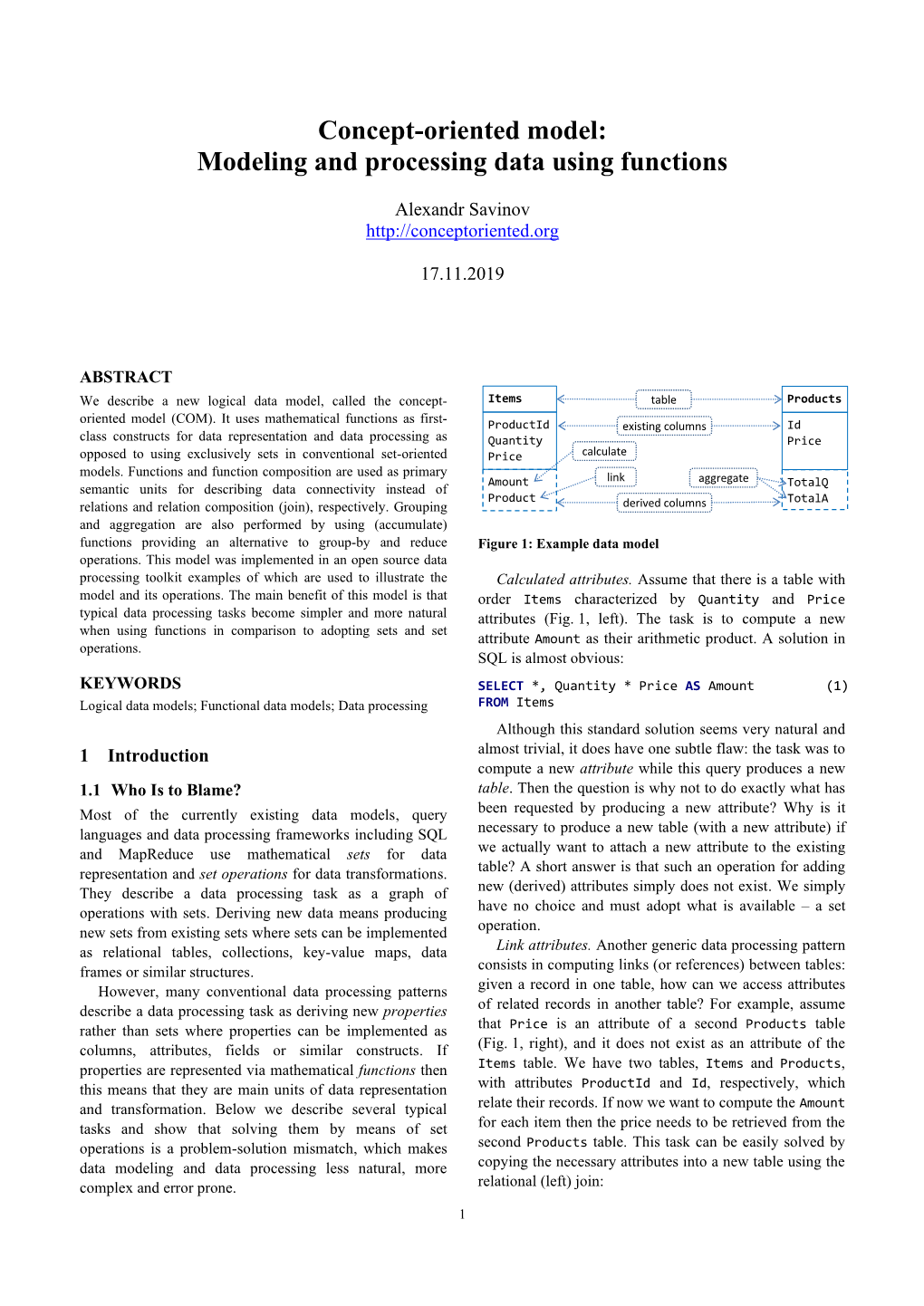 Concept-Oriented Model: Modeling and Processing Data Using Functions