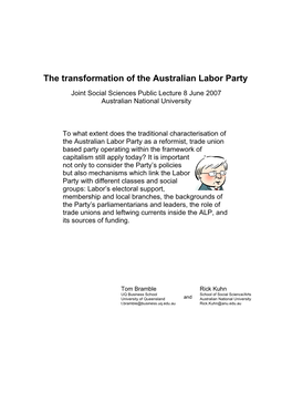 The Transformation of the Australian Labor Party