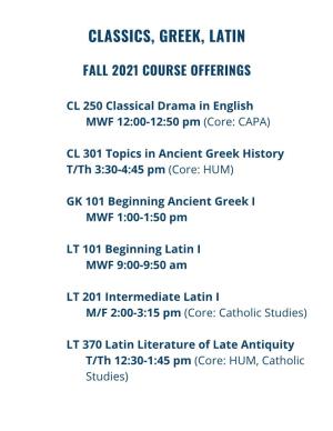 Classics, Greek, Latin