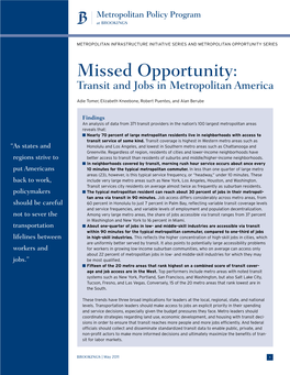 Missed Opportunity: Transit and Jobs in Metropolitan America