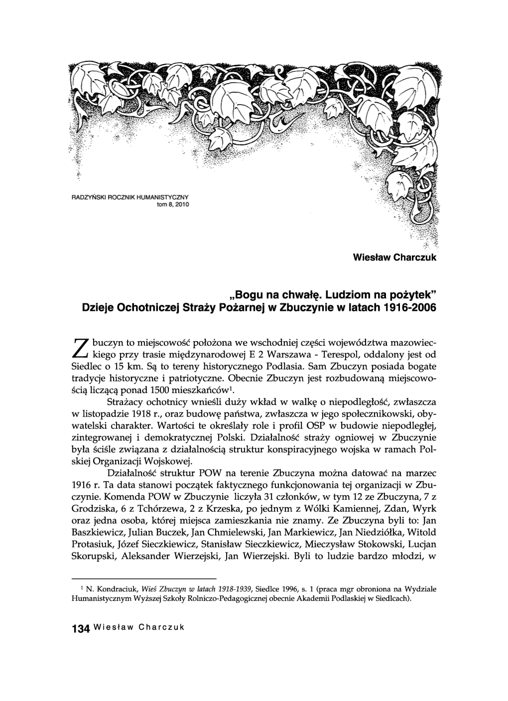 Dzieje Ochotniczej Straży Pożarnej W Zbuczynie W Latach 1916-2006