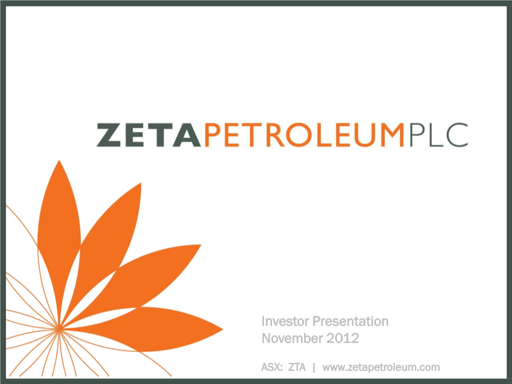 Investor Presentation November 2012