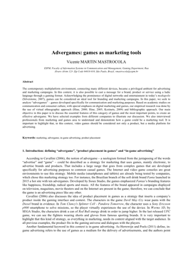 Advergames: Games As Marketing Tools