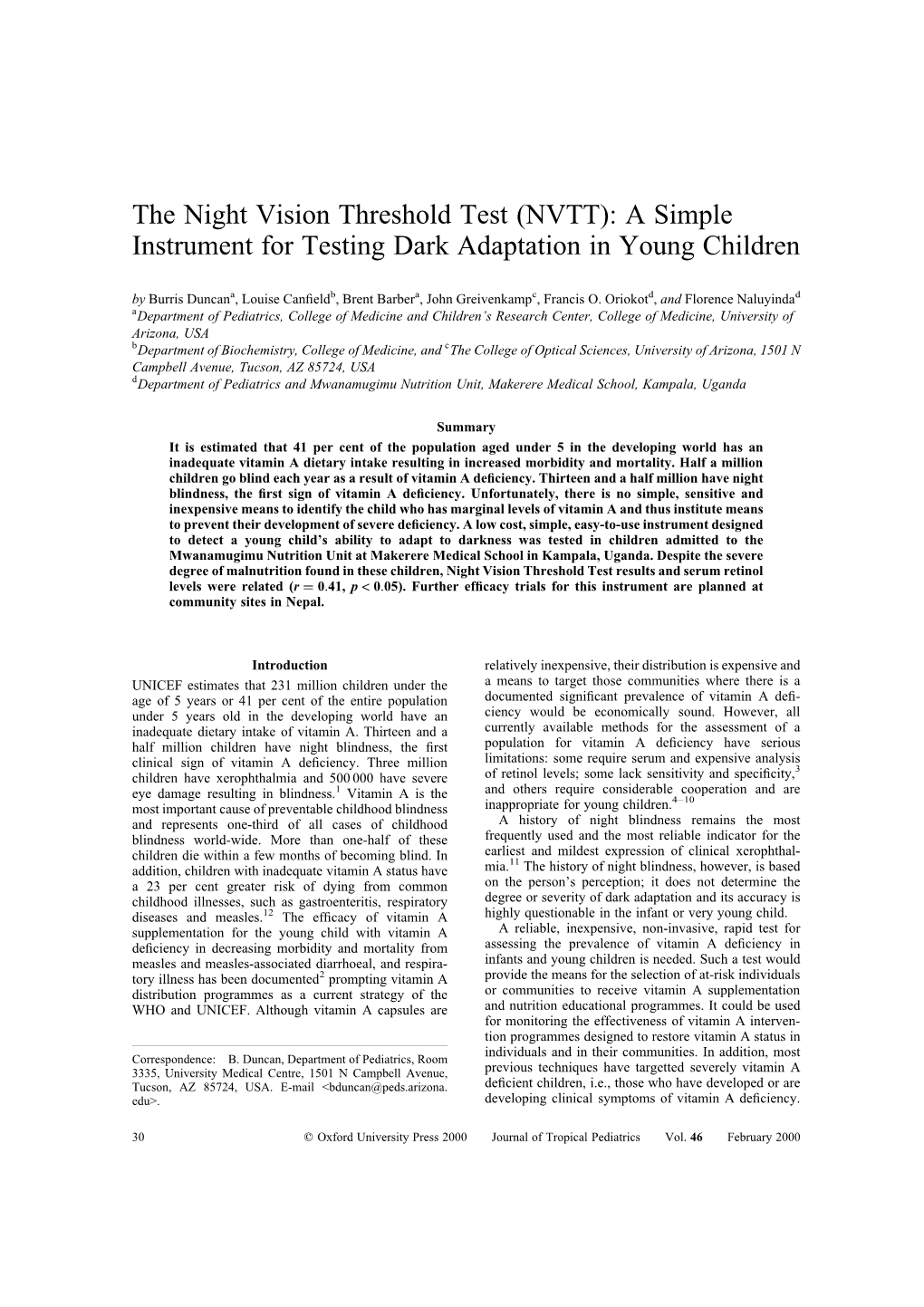 The Night Vision Threshold Test (NVTT): a Simple Instrument for Testing Dark Adaptation in Young Children