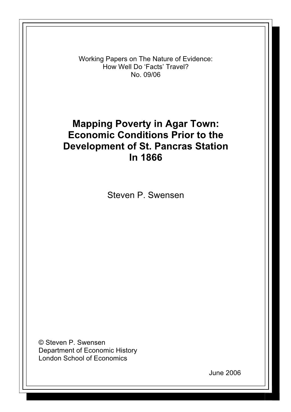 Mapping Poverty in Agar Town: Economic Conditions Prior to the Development of St