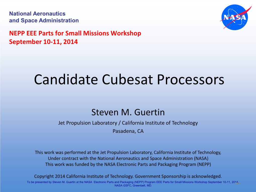 Candidate Cubesat Processors