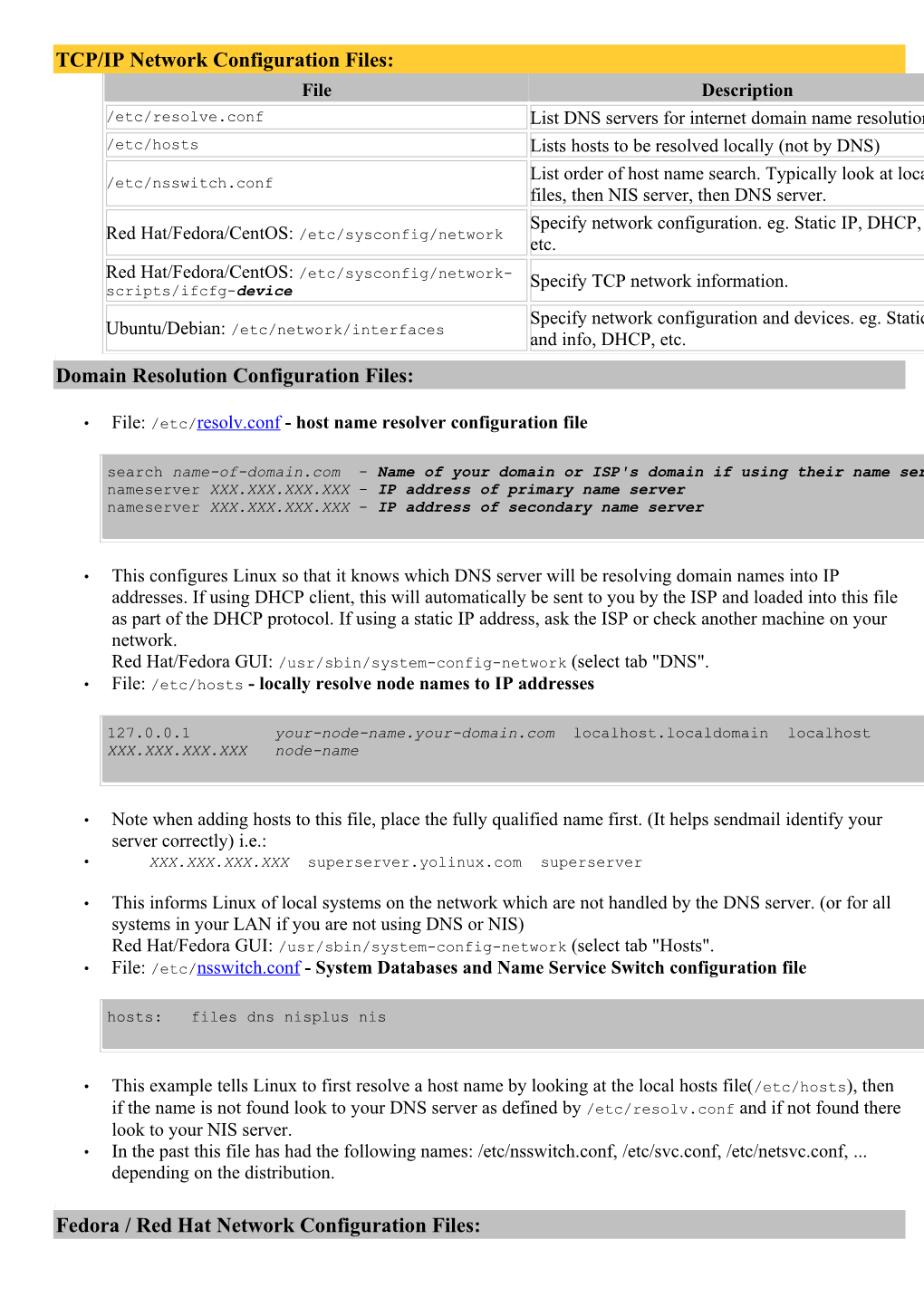 TCP/IP Network Configuration Files: Domain Resolution Configuration