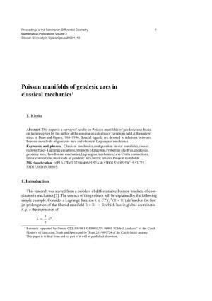 Poisson Manifolds of Geodesic Arcs in Classical Mechanics1