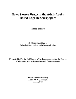 News Source Usage in the Addis Ababa Based English Newspapers
