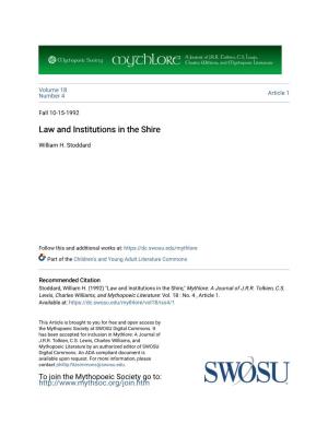 Law and Institutions in the Shire