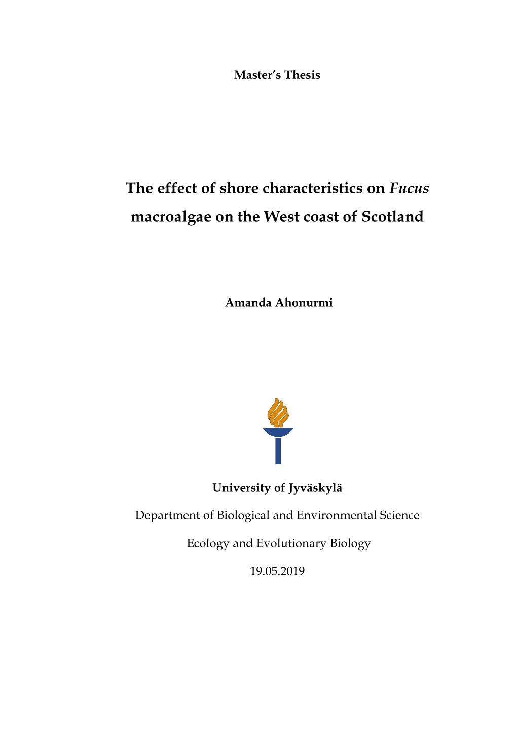 The Effect of Shore Characteristics on Fucus Macroalgae on the West Coast of Scotland