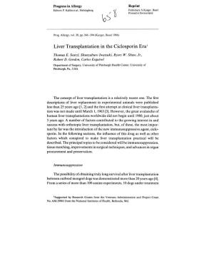 Liver Transplantation in the Ciclosporin Era 1
