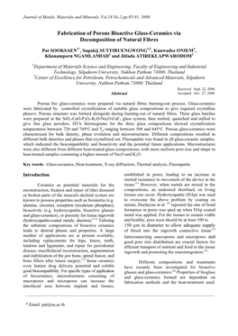 Fabrication of Porous Bioactive Glass-Ceramics Via Decomposition of Natural Fibres