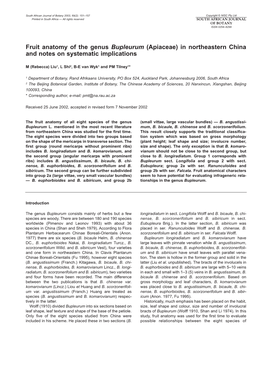 Fruit Anatomy of the Genus Bupleurum (Apiaceae) in Northeastern China and Notes on Systematic Implications