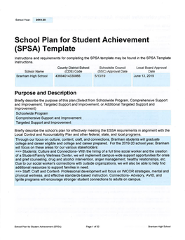 School Plan for Student Achievement (SPSA) Template