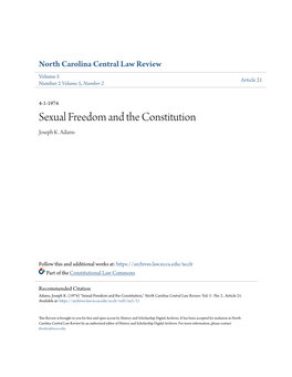 Sexual Freedom and the Constitution Joseph K