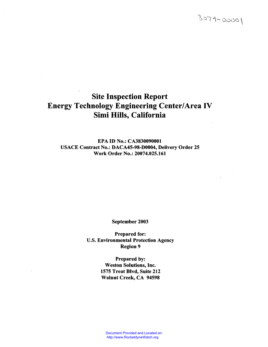 Site Inspection Report, Energy Technology Engineering