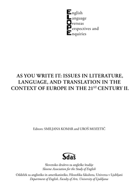 Issues in Literature, Language, and Translation in the Context of Europe in the 21St Century II