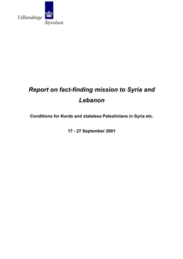 Report on Fact-Finding Mission to Syria and Lebanon