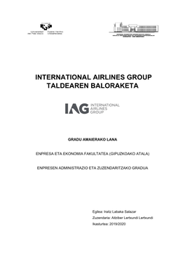 International Airlines Group Taldearen Baloraketa