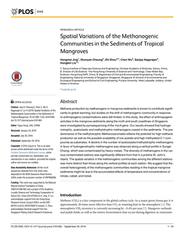 Spatial Variations of the Methanogenic Communities in the Sediments of Tropical Mangroves