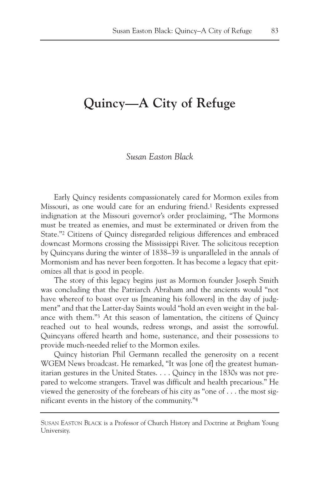 Quincy—A City of Refuge