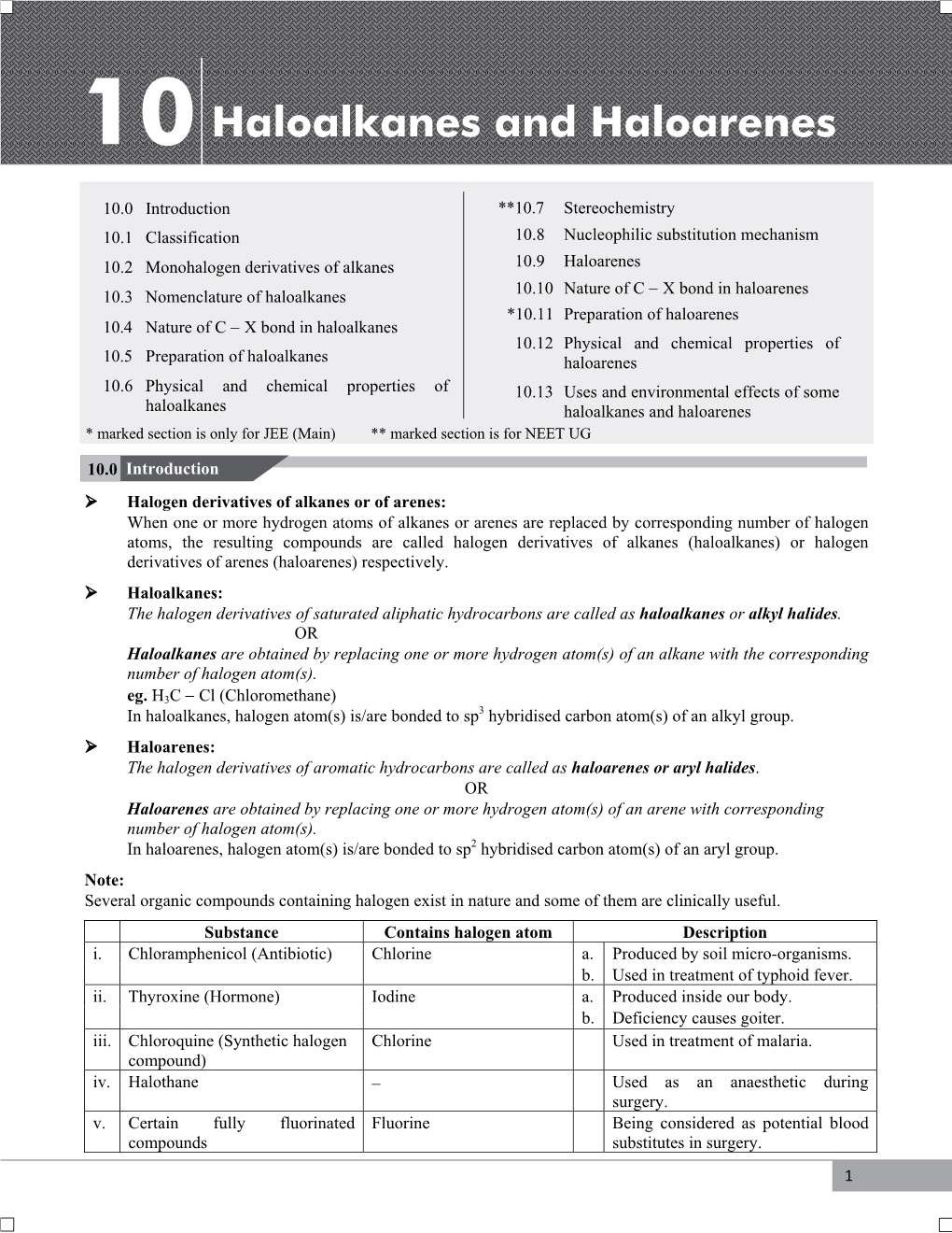 10 Haloalkanes and Haloarenes