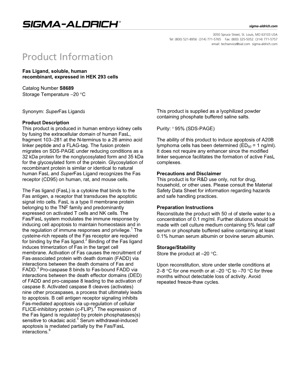 Fas Ligand, Soluble, Human (S8689)